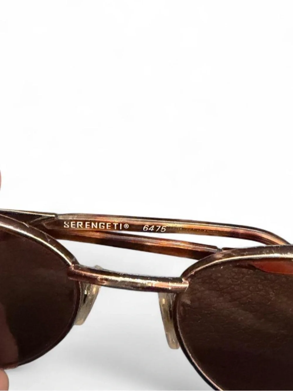 Vintage Serengeti 6475 Oval Sunglasses Gold Metal Frame Brown Driver Lenses USA